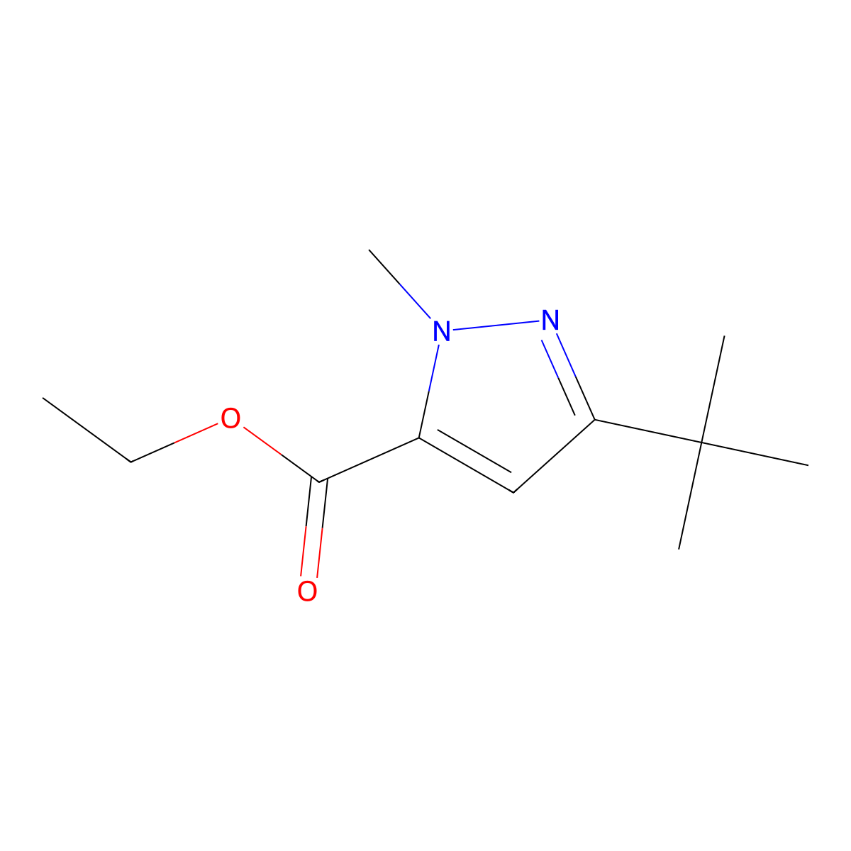 ethyl 3-(tert-butyl)-1-methyl-1H-pyrazole-5-carboxylate molecular structure, CAS 133261-10-6