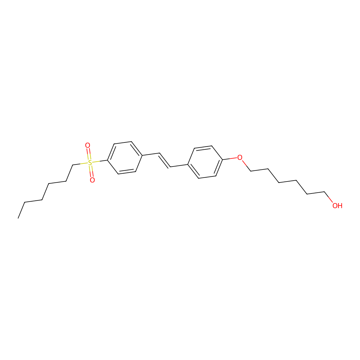 6-[4-[2-[4-(Hexylsulfonyl)phenyl]ethenyl]phenoxy]-1-hexanol molecular structure, CAS 133261-44-6