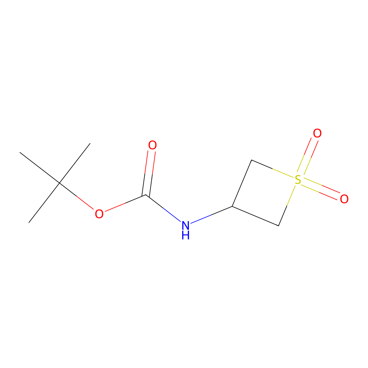 tert-Butyl (1,1-dioxidothietan-3-yl)carbamate molecular structure, CAS 1332628-90-6