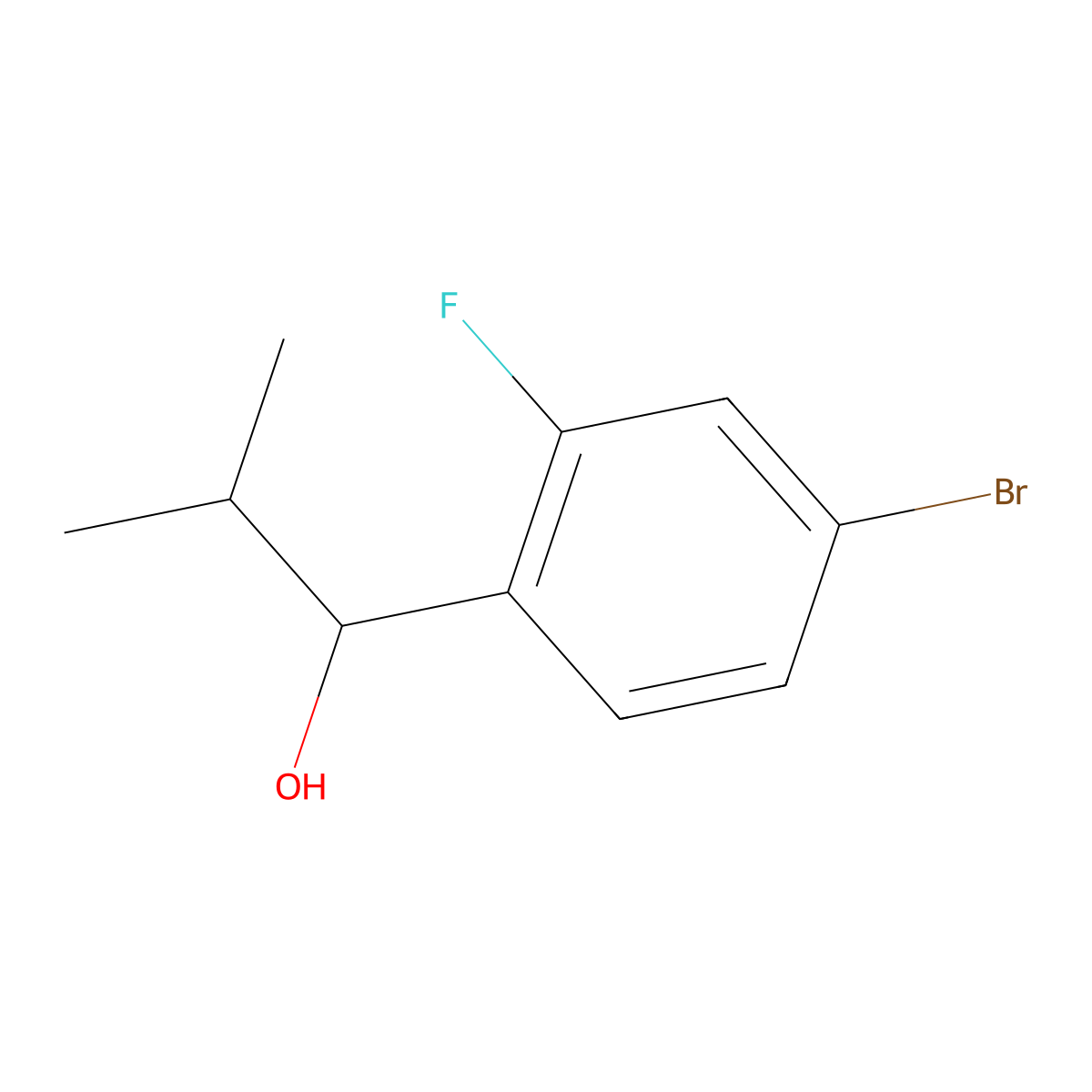 1-(4-Bromo-2-fluorophenyl)-2-methylpropan-1-ol molecular structure, CAS 1332651-40-7