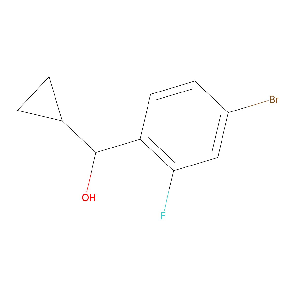 Cyclopropyl (4-bromo-2-fluorophenyl)methanol molecular structure, CAS 1332651-52-1