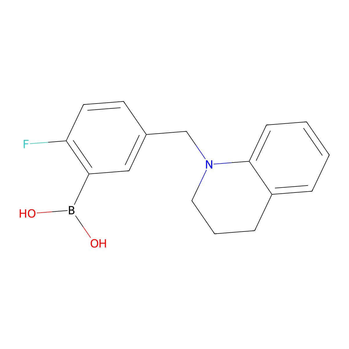 (5-((3,4-dihydroquinolin-1(2H)-yl)methyl)-2-fluorophenyl)boronic acid molecular structure, CAS 1332653-99-2