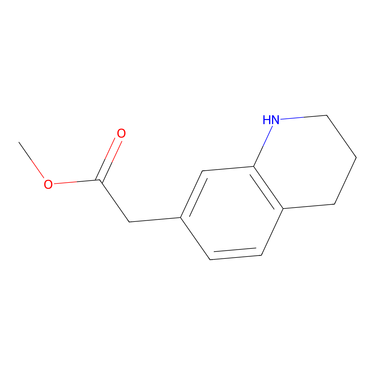 Methyl 2-(1,2,3,4-tetrahydroquinolin-7-yl)acetate molecular structure, CAS 1332655-50-1