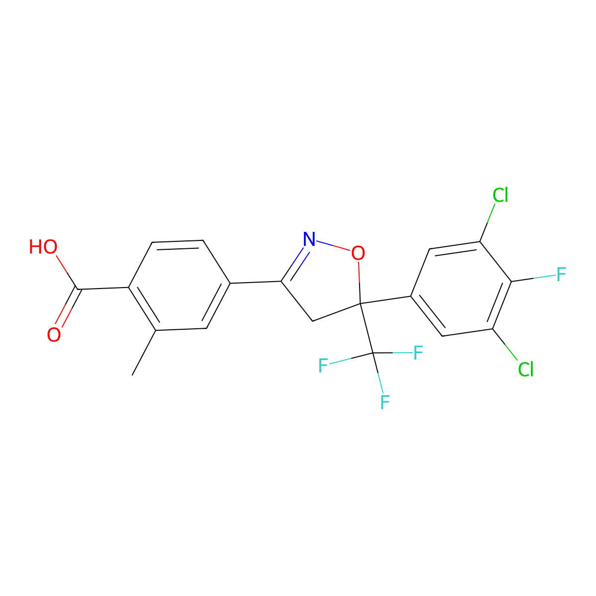 4-(5-(3,5-Dichloro-4-fluorophenyl)-5-(trifluoromethyl)-4,5-dihydroisoxazol-3-yl)-2-methylbenzoic acid molecular structure, CAS 1332698-41-5