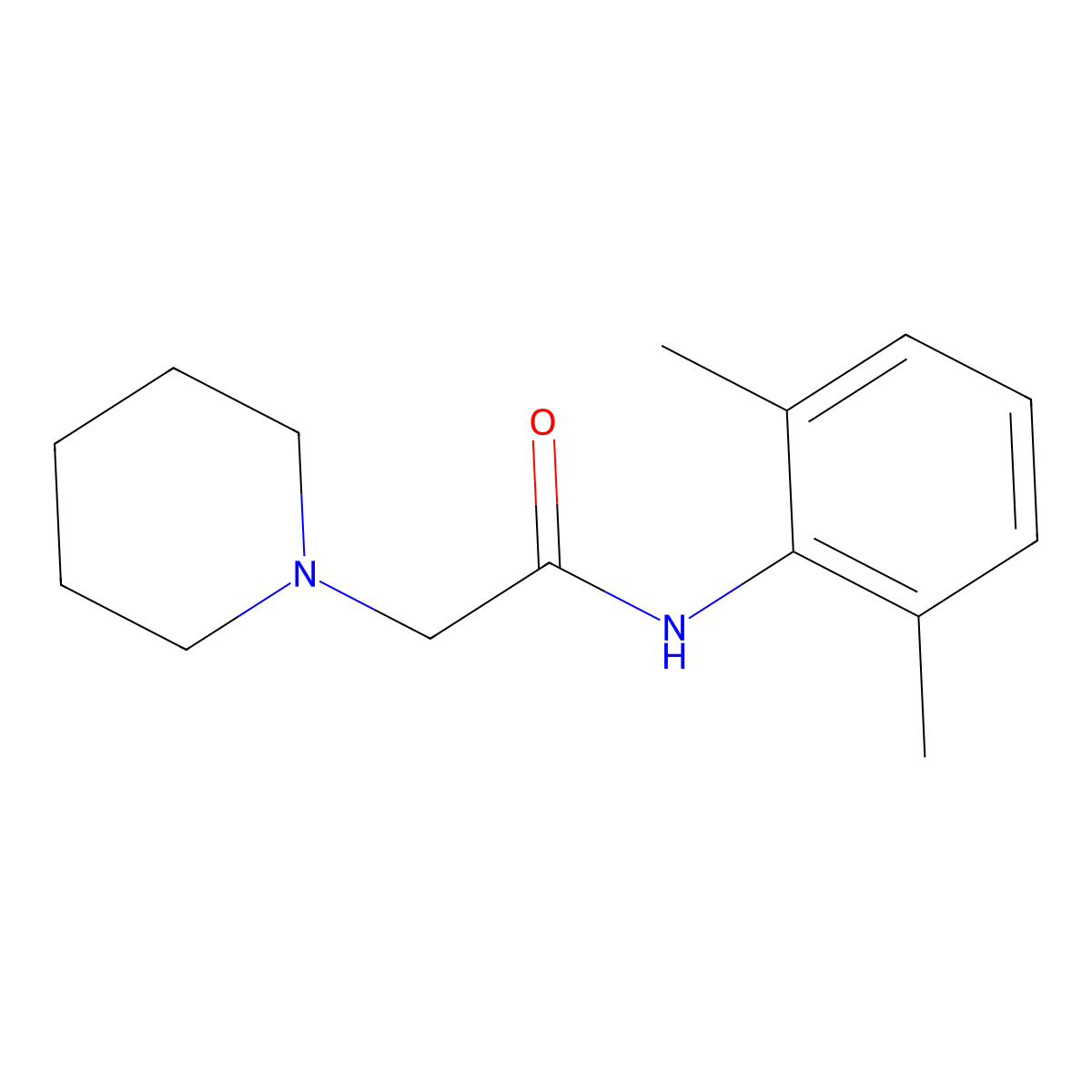 1-Piperidineacetamide, N-(2,6-dimethylphenyl)- molecular structure, CAS 13327-12-3