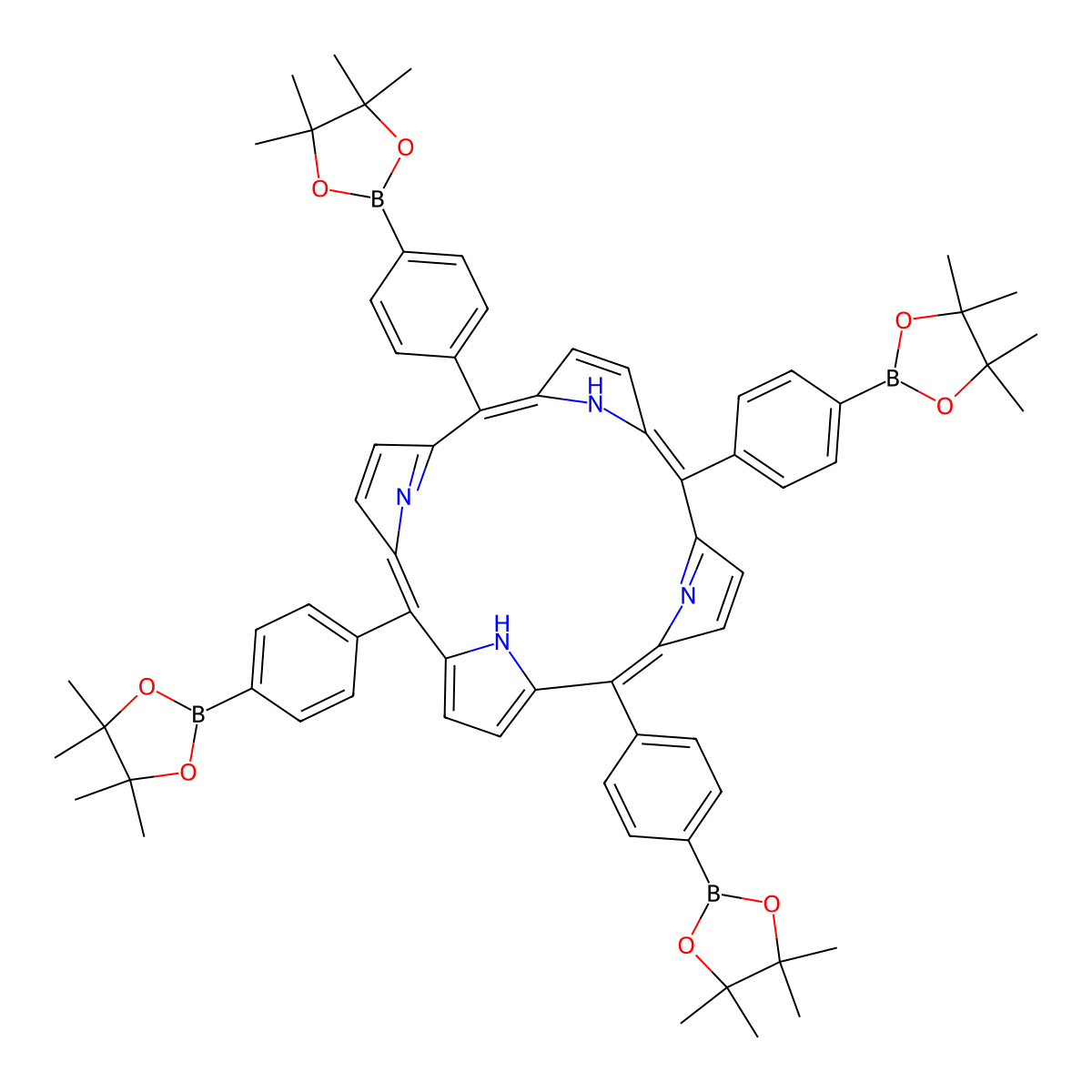 5,10,15,20-Tetrakis[4-(4,4,5,5-tetramethyl-1,3,2-dioxaborolan-2-yl)phenyl]-21H,23H-porphine molecular structure, CAS 1332748-00-1