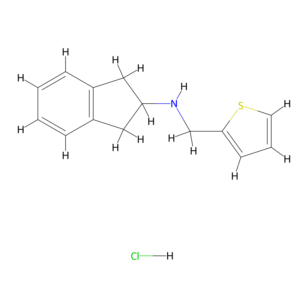 N-[(thiophen-2-yl)methyl]-2,3-dihydro-1H-inden-2-amine hydrochloride molecular structure, CAS 133276-00-3