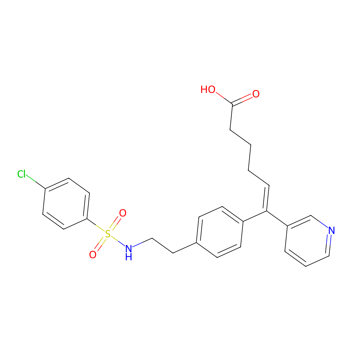 6-(4-(2-(4-Chlorobenzenesulphonylamino)ethyl)-phenyl)-6-(3-pyridyl)hex-5-enoic acid molecular structure, CAS 133276-52-5