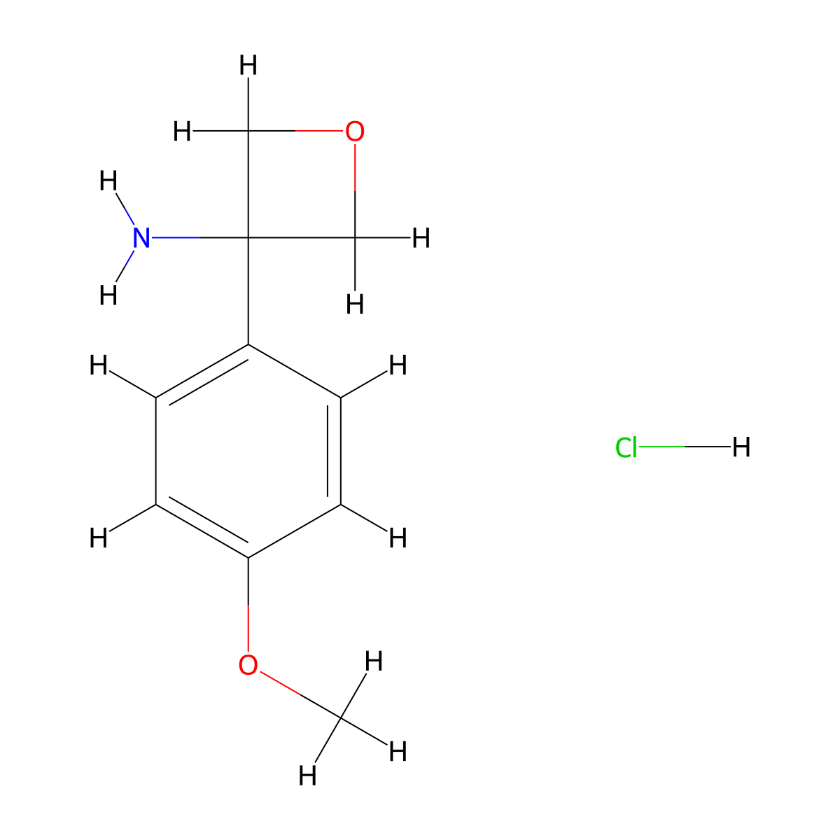 3-(4-Methoxyphenyl)-3-oxetanamine hydrochloride molecular structure, CAS 1332765-59-9