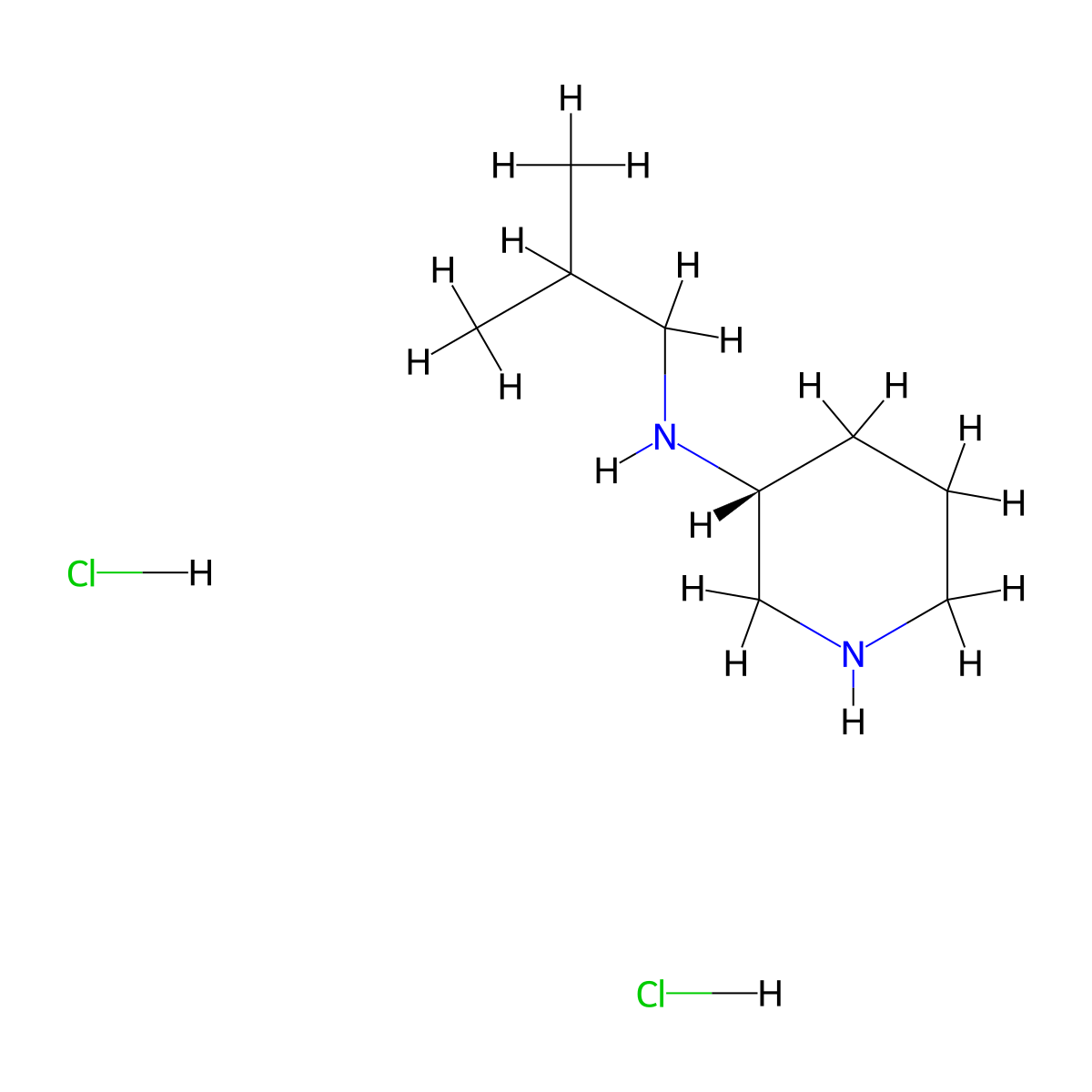 (R)-N-(2-Methylpropyl)piperidin-3-amine dihydrochloride molecular structure, CAS 1332765-61-3