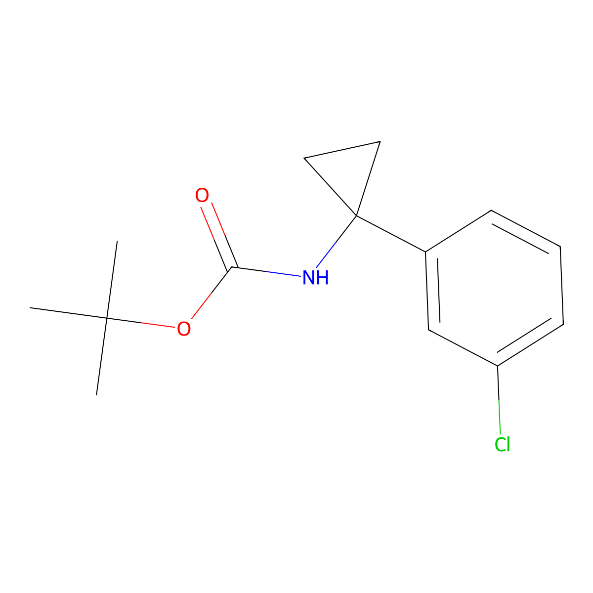 tert-Butyl N-[1-(3-chlorophenyl)cyclopropyl]carbamate molecular structure, CAS 1332765-65-7