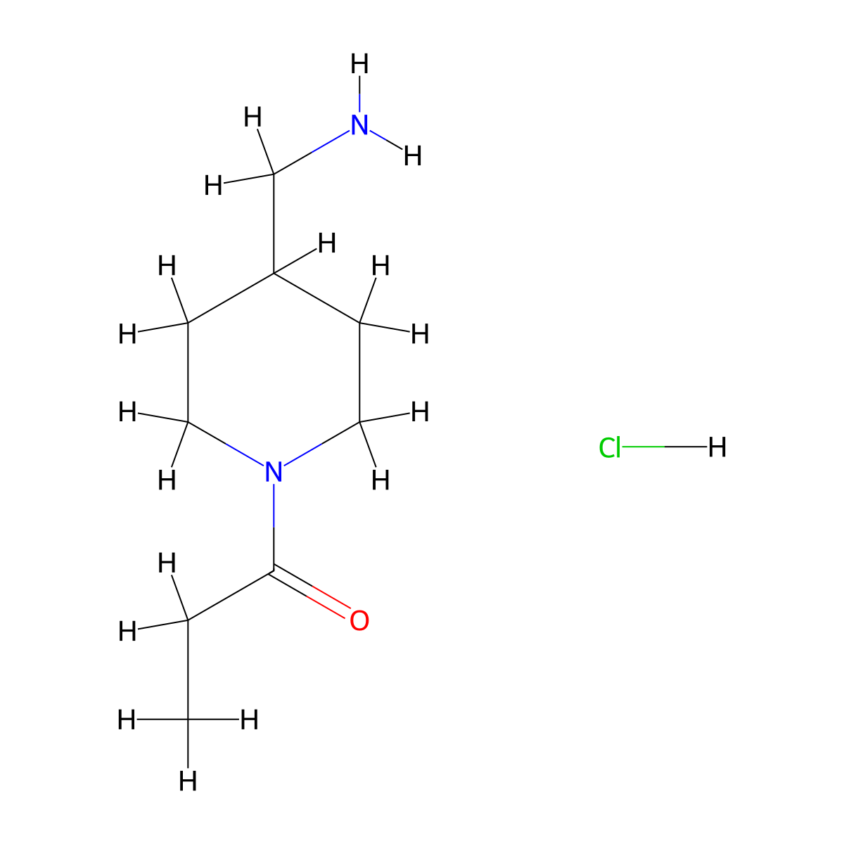 1-[4-(Aminomethyl)piperidin-1-yl]propan-1-one hydrochloride molecular structure, CAS 1332765-74-8