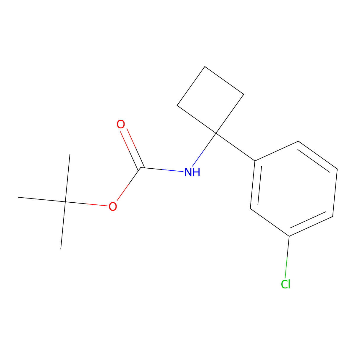 tert-Butyl N-[1-(3-chlorophenyl)cyclobutyl]carbamate molecular structure, CAS 1332765-77-1