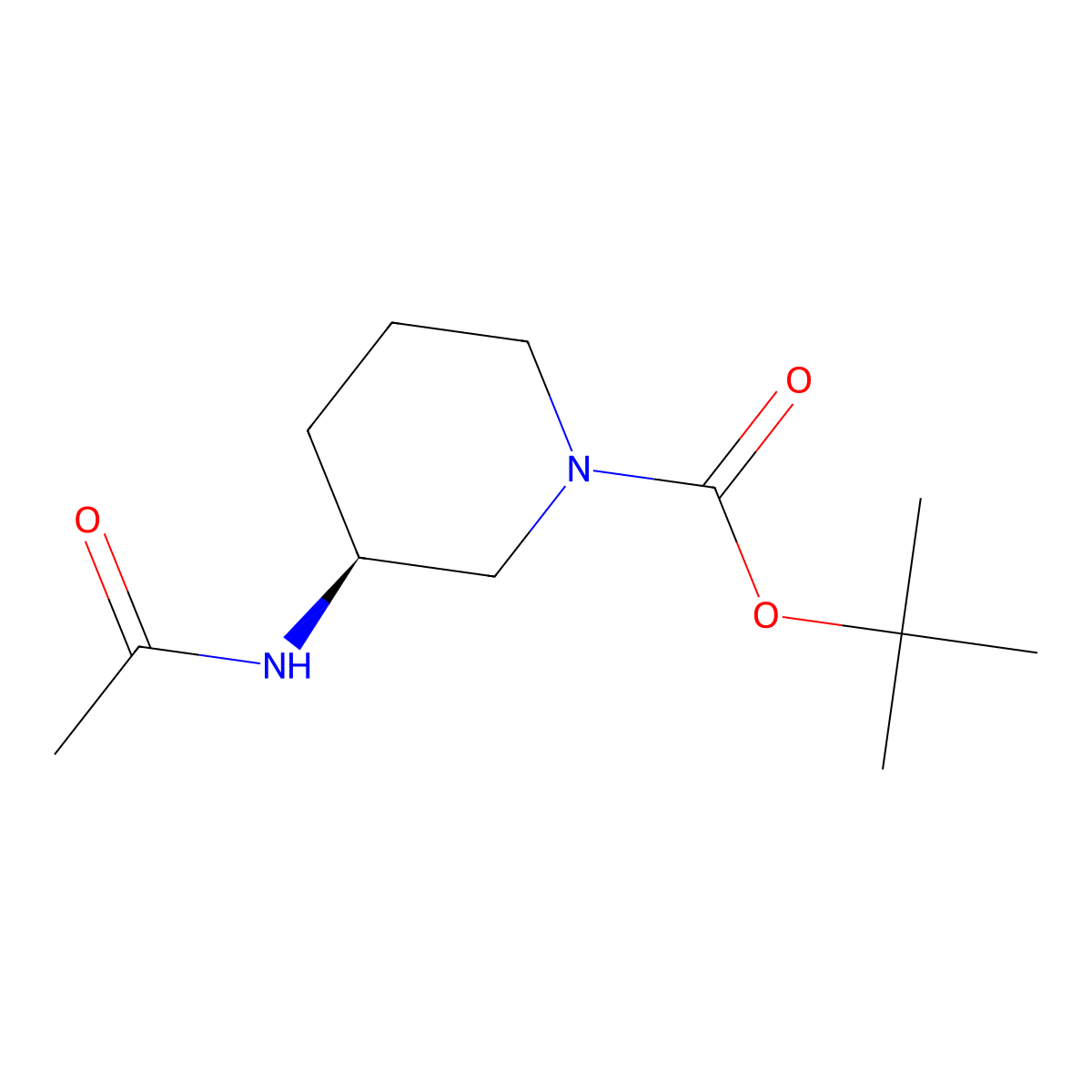 (S)-tert-Butyl 3-acetamidopiperidine-1-carboxylate molecular structure, CAS 1332765-80-6