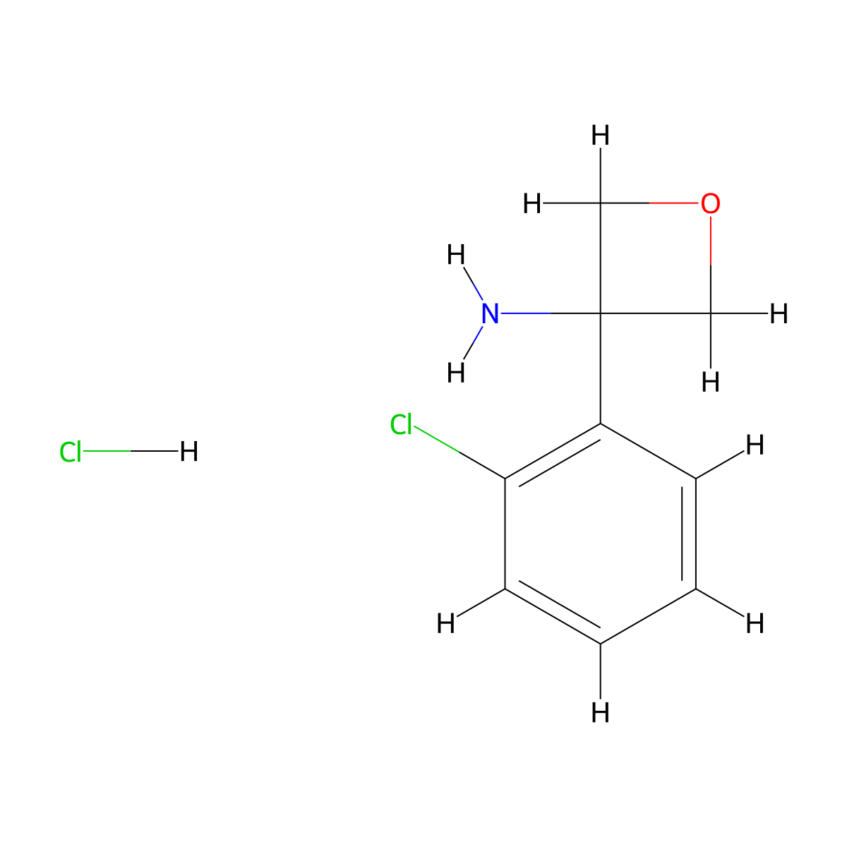 3-(2-Chlorophenyl)oxetan-3-amine hydrochloride molecular structure, CAS 1332765-90-8