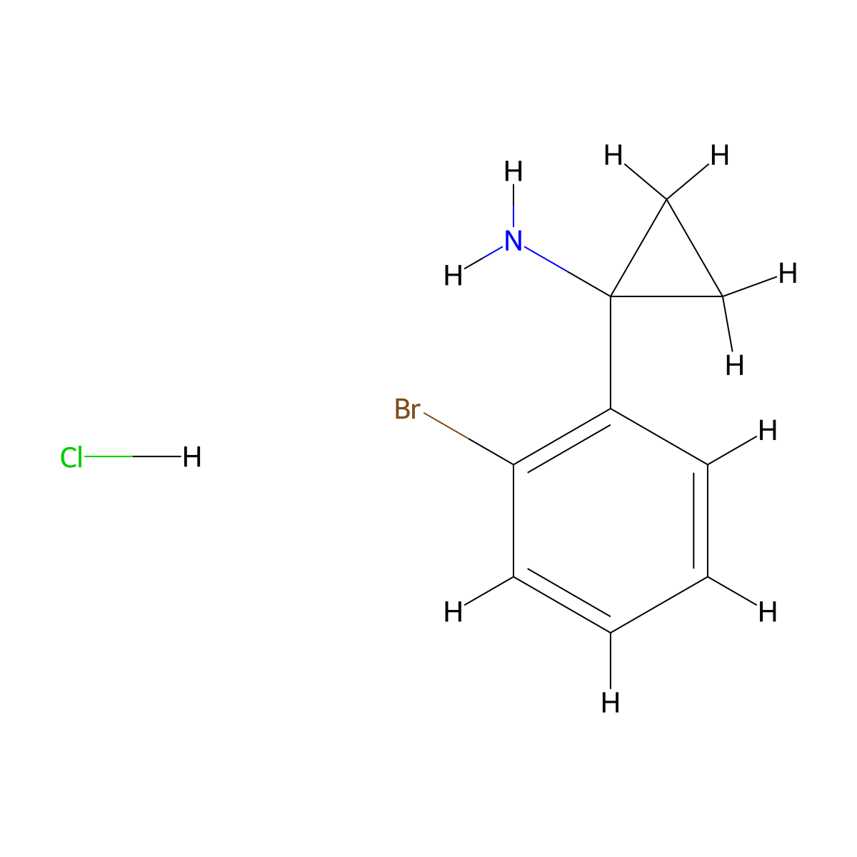 1-(2-Bromophenyl)cyclopropan-1-amine hydrochloride molecular structure, CAS 1332765-92-0
