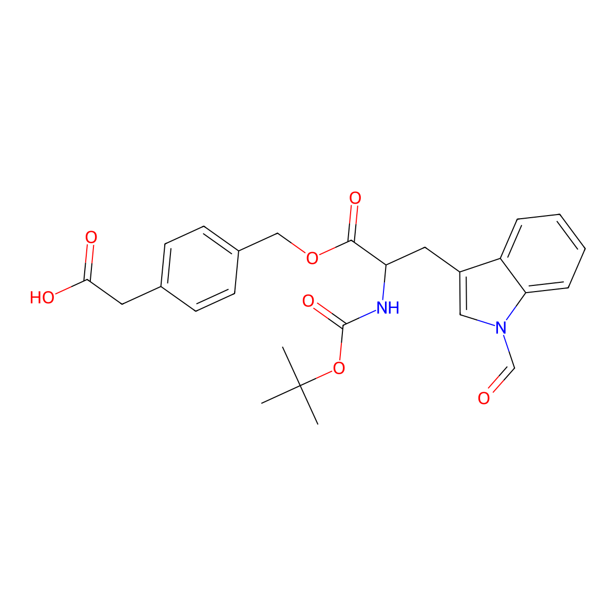 Boc-l-trp(formyl)-o-ch2-phi-ch2-cooh molecular structure, CAS 1332767-15-3