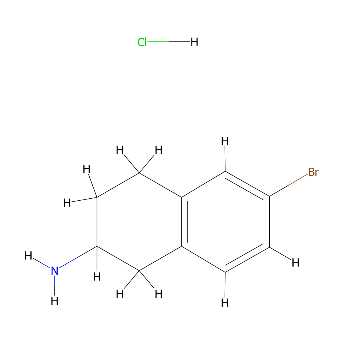 6-Bromo-1,2,3,4-tetrahydronaphthalen-2-amine hydrochloride molecular structure, CAS 133277-08-4