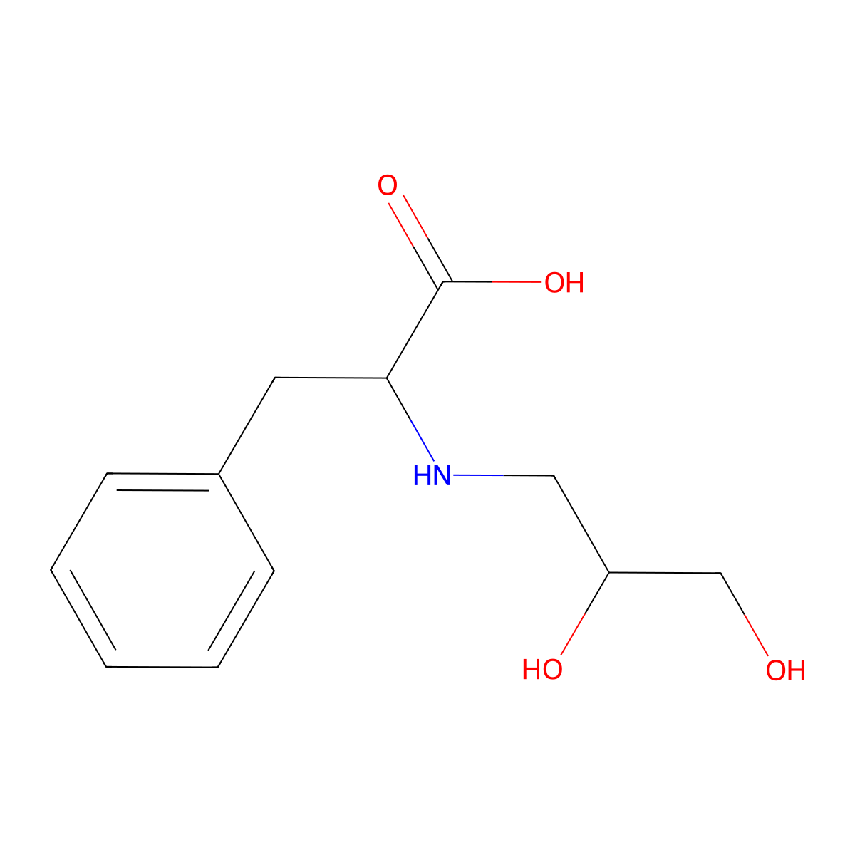 (2S)-2-(2,3-dihydroxypropylamino)-3-phenylpropanoic acid molecular structure, CAS 133278-73-6