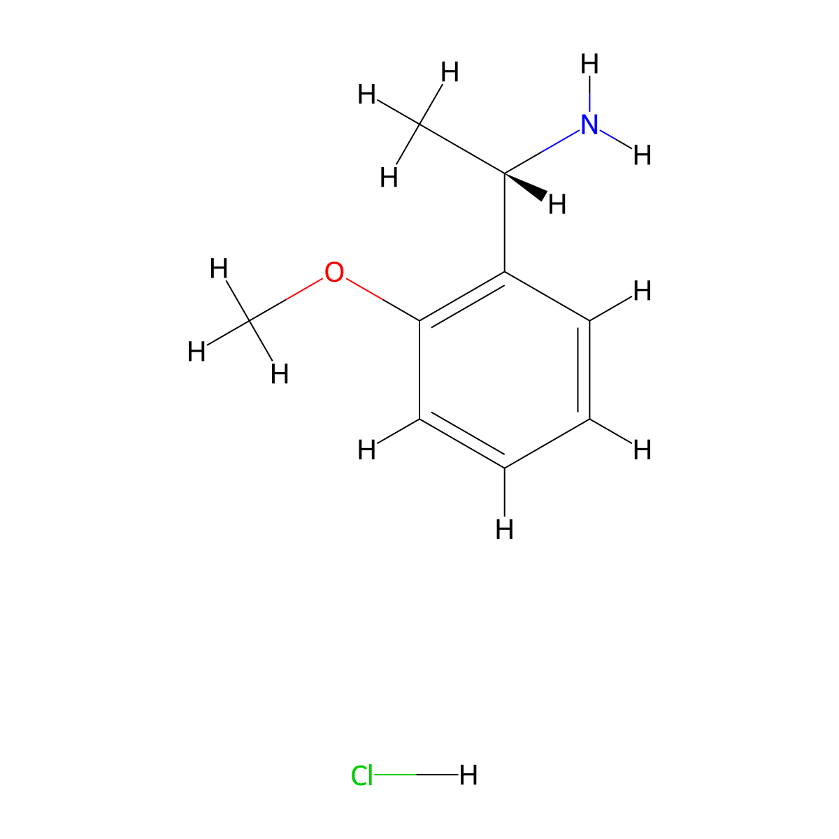 (1S)-1-(2-methoxyphenyl)ethan-1-amine hydrochloride molecular structure, CAS 1332832-15-1