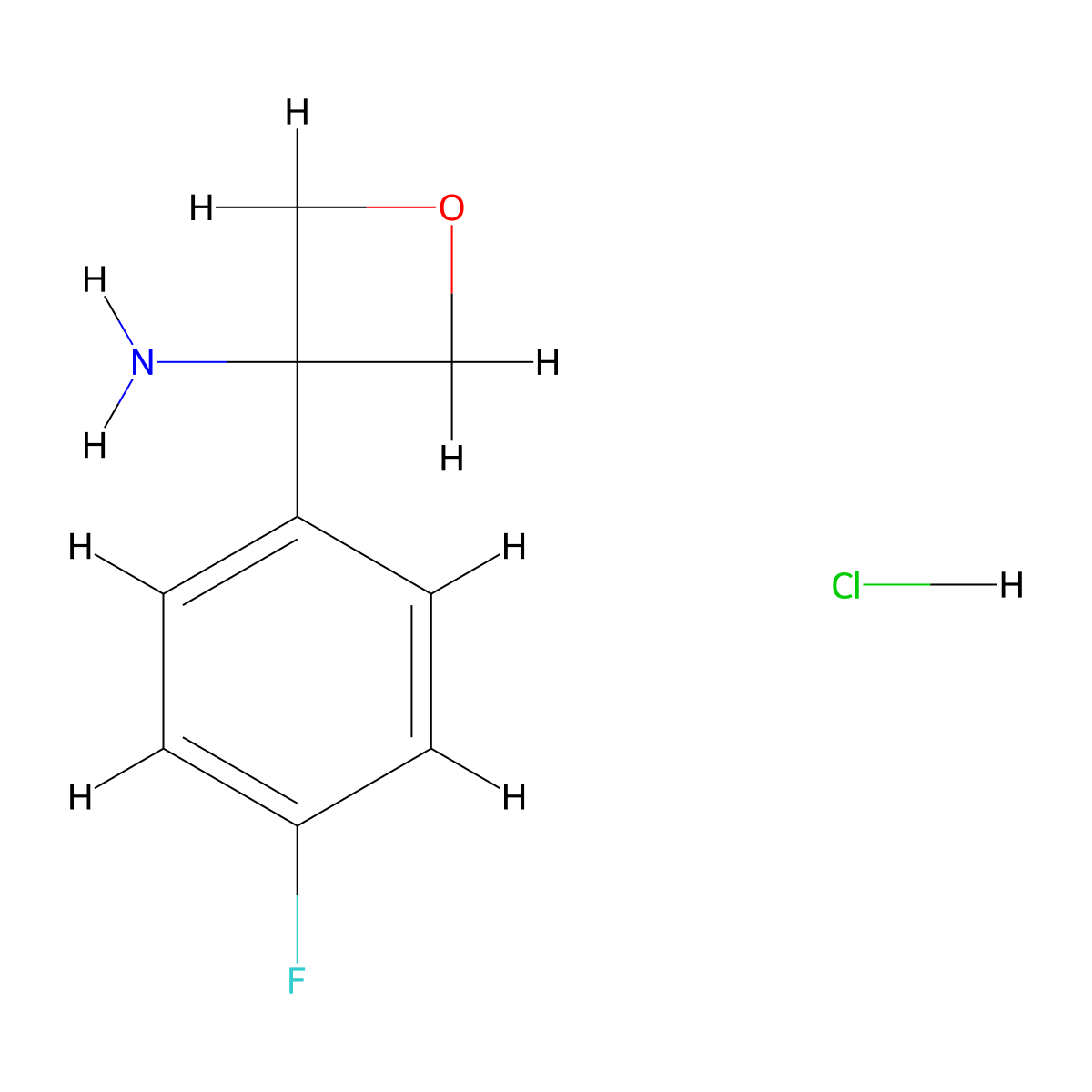 3-(4-Fluorophenyl)oxetan-3-amine hydrochloride molecular structure, CAS 1332839-79-8