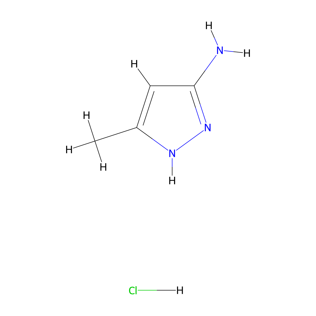 5-methyl-1H-pyrazol-3-amine hydrochloride molecular structure, CAS 133284-56-7