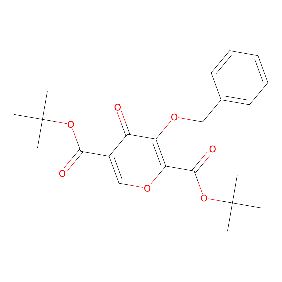 Di-tert-butyl 3-(benzyloxy)-4-oxo-4H-pyran-2,5-dicarboxylate molecular structure, CAS 1332856-34-4