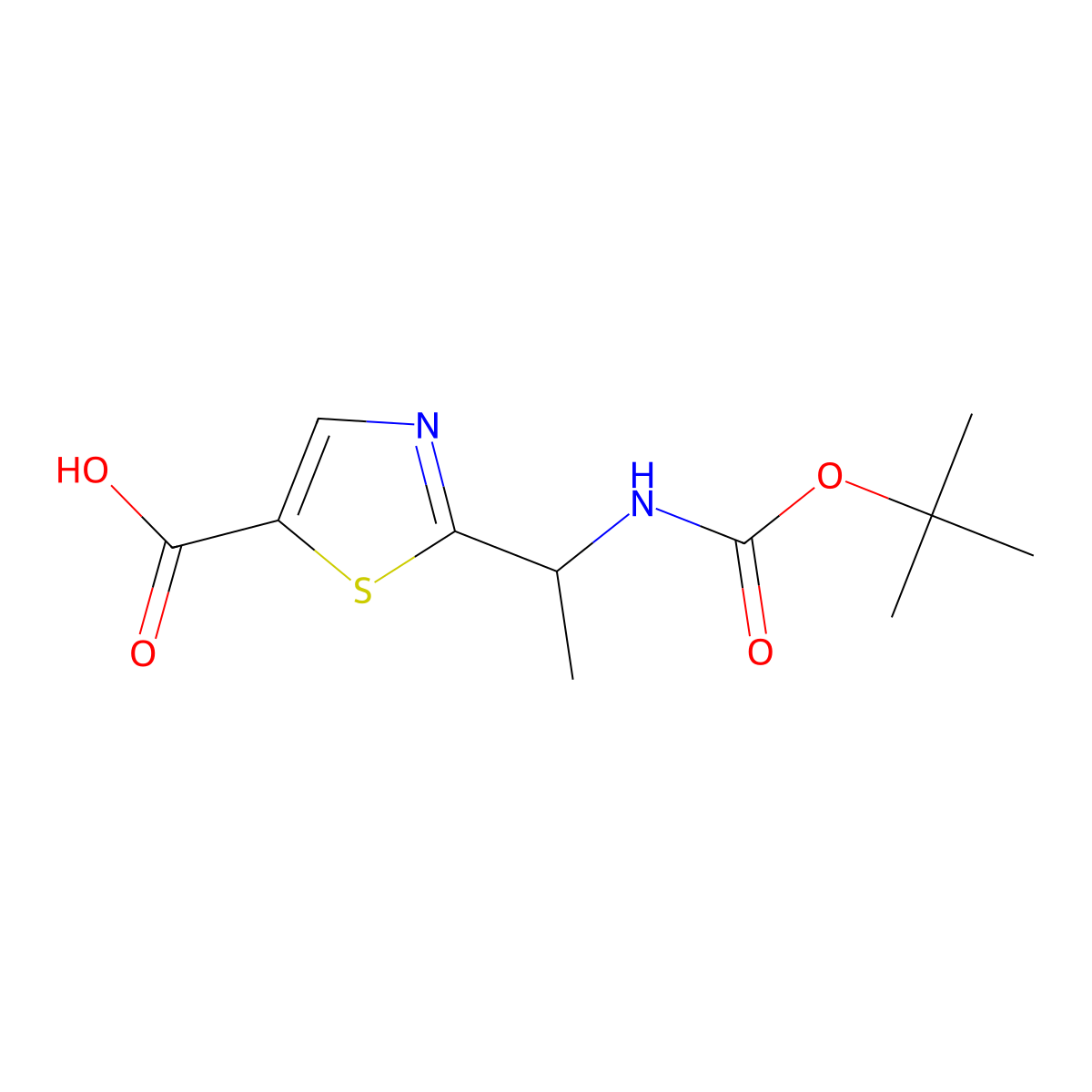 2-(1-{[(Tert-butoxy)carbonyl]amino}ethyl)-1,3-thiazole-5-carboxylic acid molecular structure, CAS 1332873-09-2