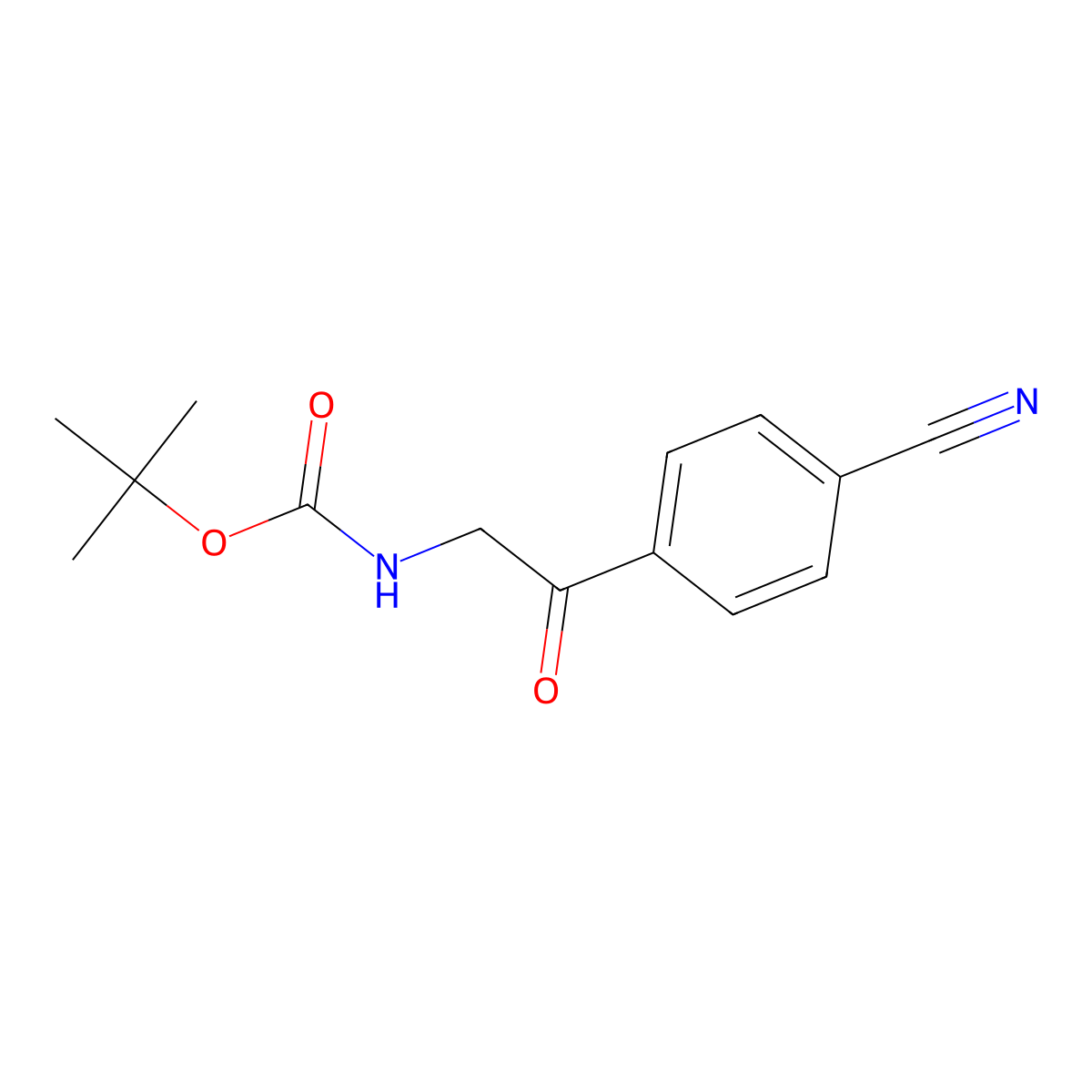 tert-Butyl (2-(4-cyanophenyl)-2-oxoethyl)carbamate molecular structure, CAS 1332885-71-8