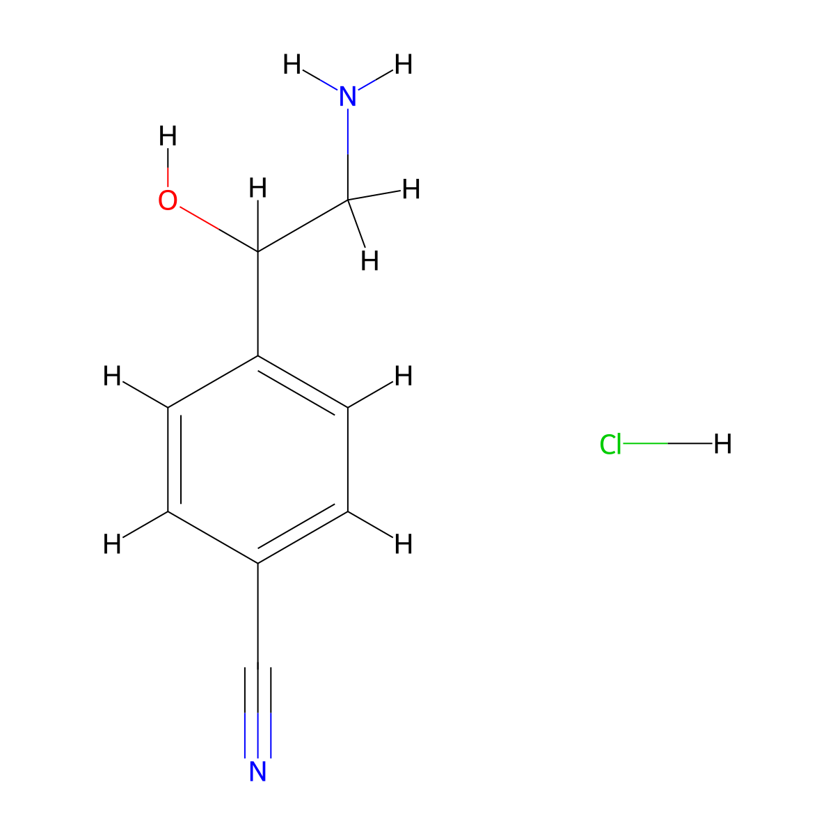 4-(2-Amino-1-hydroxyethyl)benzonitrile hydrochloride molecular structure, CAS 1332885-72-9