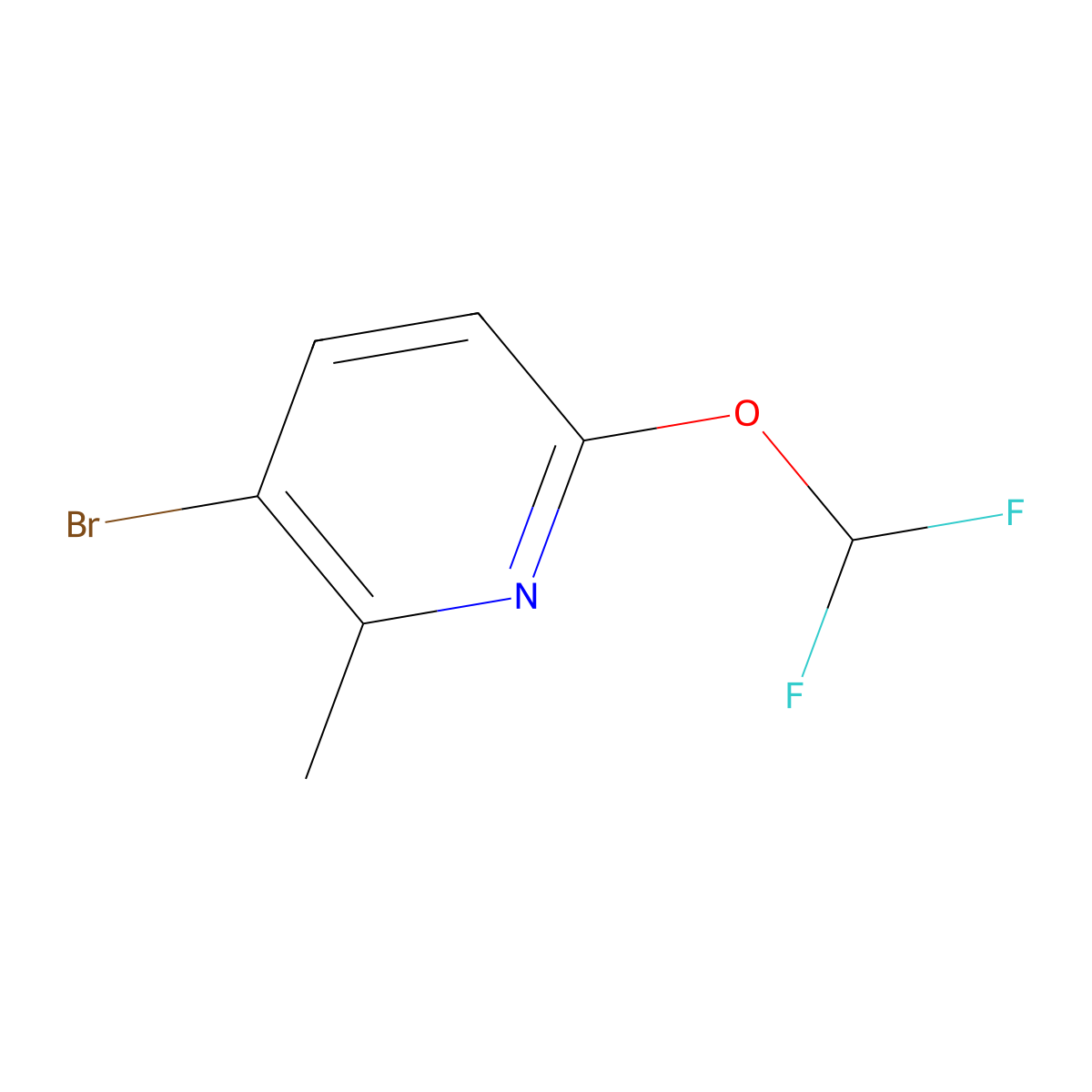 3-Bromo-6-(difluoromethoxy)-2-methylpyridine molecular structure, CAS 1332886-01-7