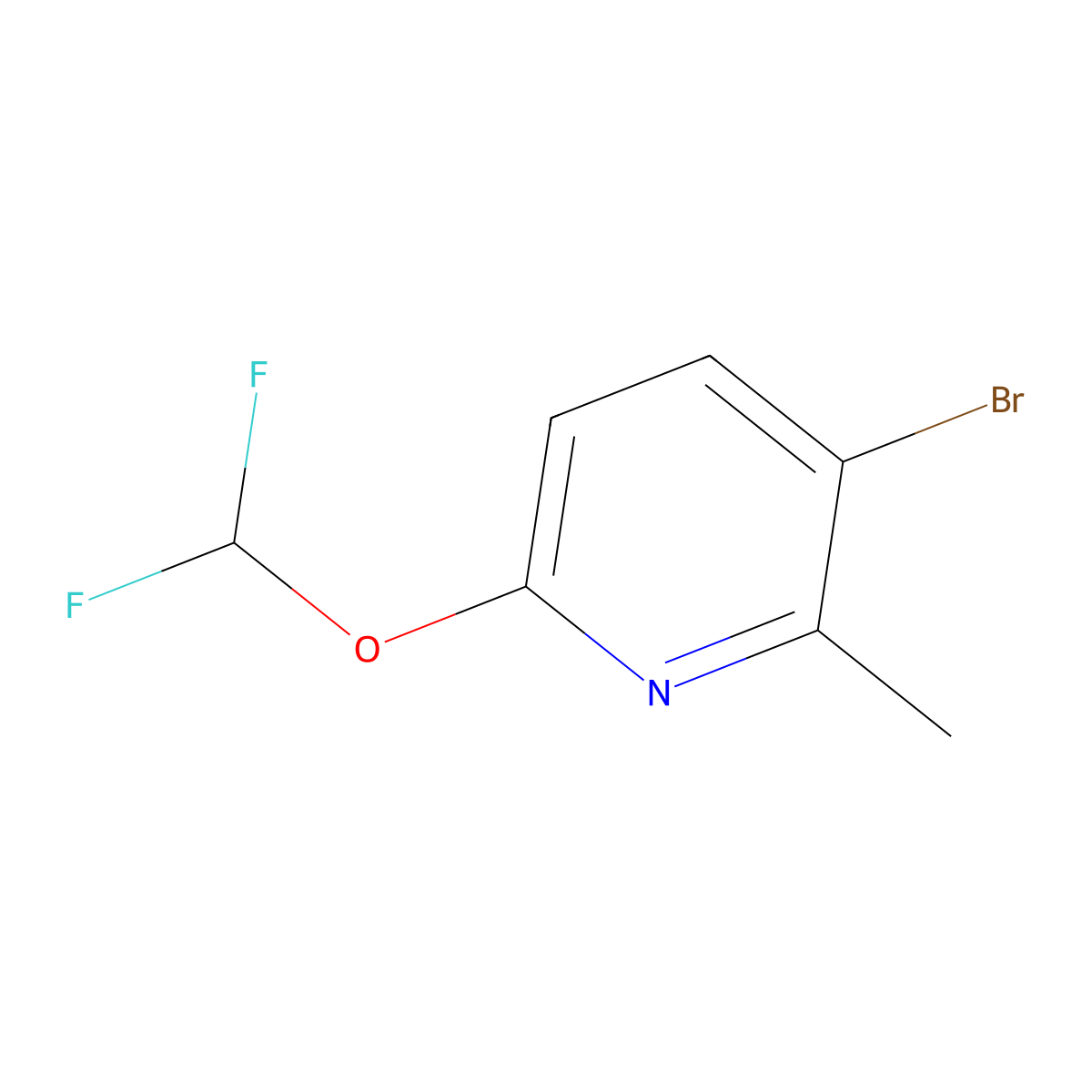 3-Bromo-6-(difluoromethoxy)-2-methylpyridine molecular structure, CAS 1332886-01-7