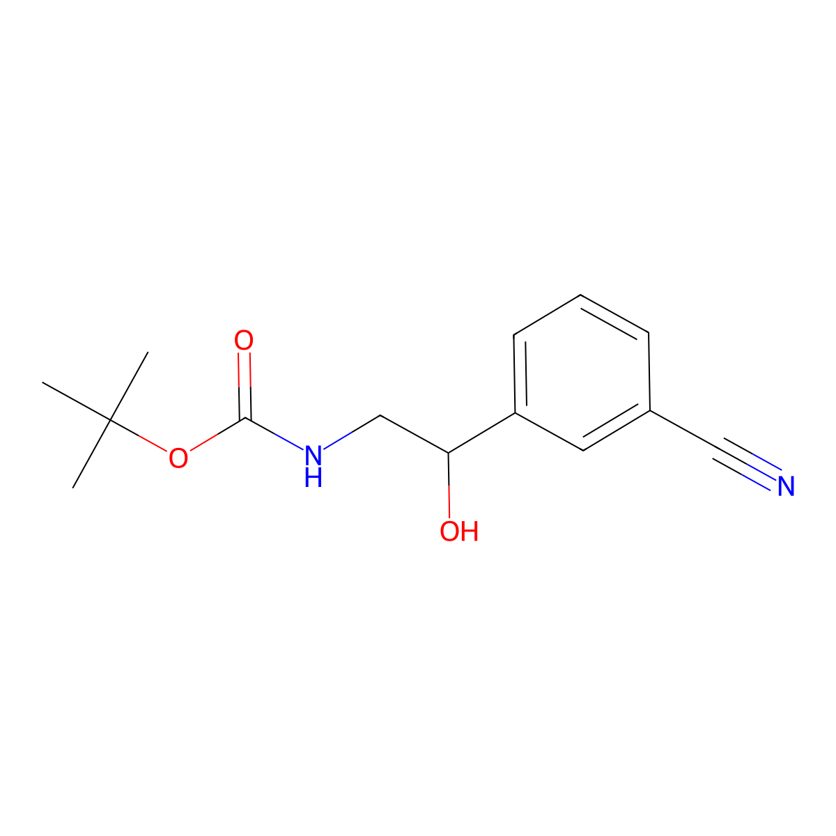 tert-butyl N-[2-(3-cyanophenyl)-2-hydroxyethyl]carbamate molecular structure, CAS 1332886-13-1