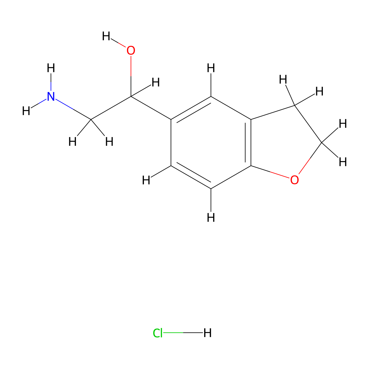 2-Amino-1-(2,3-dihydro-benzofuran-5-yl)-ethanol hydrochloride molecular structure, CAS 1332886-38-0