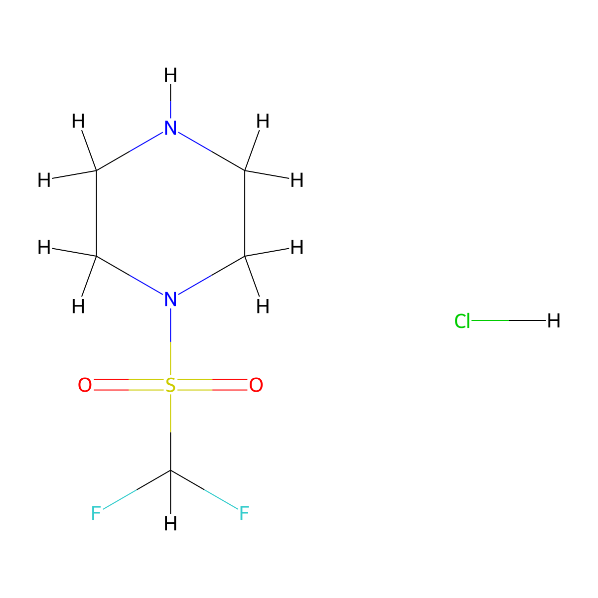 1-Difluoromethanesulfonylpiperazine hydrochloride molecular structure, CAS 1332886-65-3