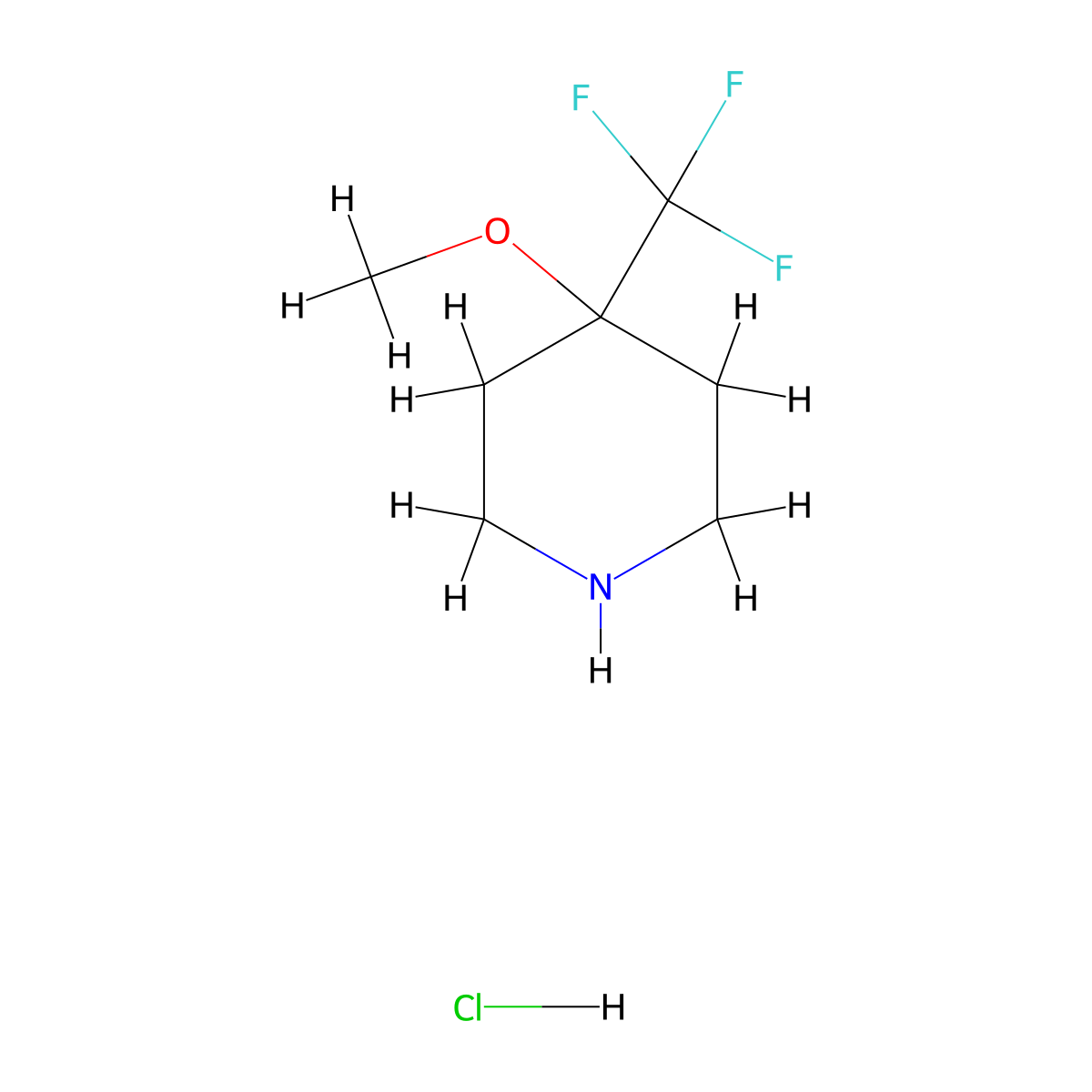 4-Methoxy-4-(trifluoromethyl)piperidine hydrochloride molecular structure, CAS 1332886-70-0