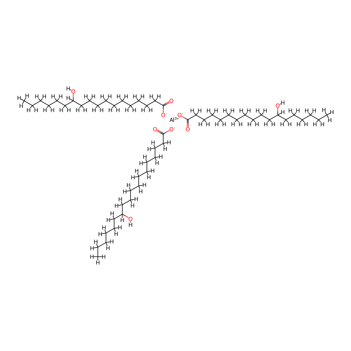 Octadecanoic acid, 12-hydroxy-, aluminum salt (3:1) molecular structure, CAS 13329-66-3