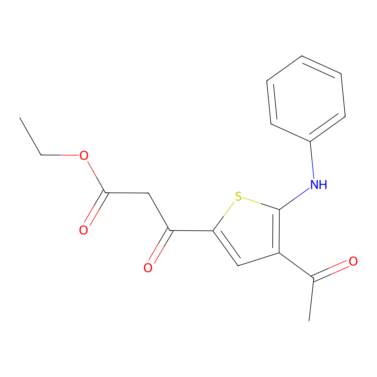 Ethyl 3-(4-acetyl-5-anilinothiophen-2-yl)-3-oxopropanoate molecular structure, CAS 133291-69-7