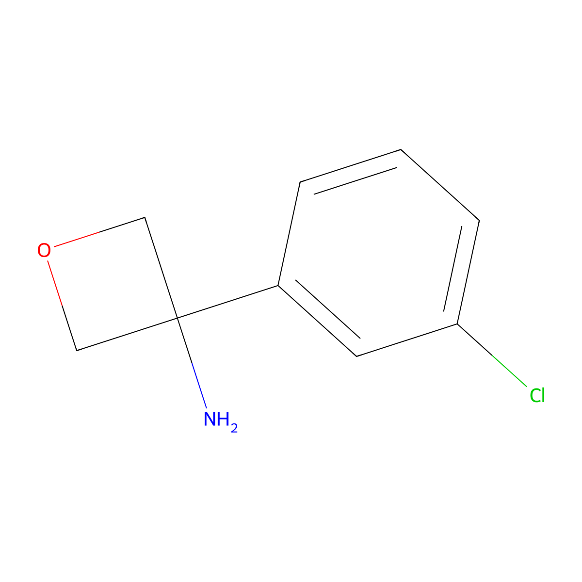 3-(3-Chlorophenyl)-3-oxetanamine molecular structure, CAS 1332920-60-1