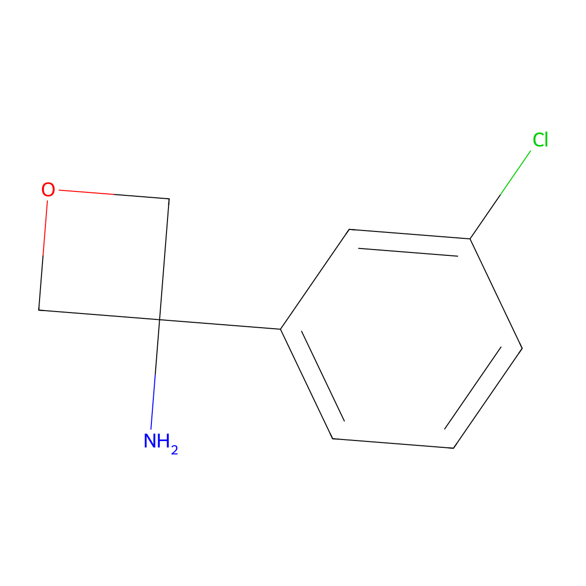 3-(3-Chlorophenyl)-3-oxetanamine molecular structure, CAS 1332920-60-1