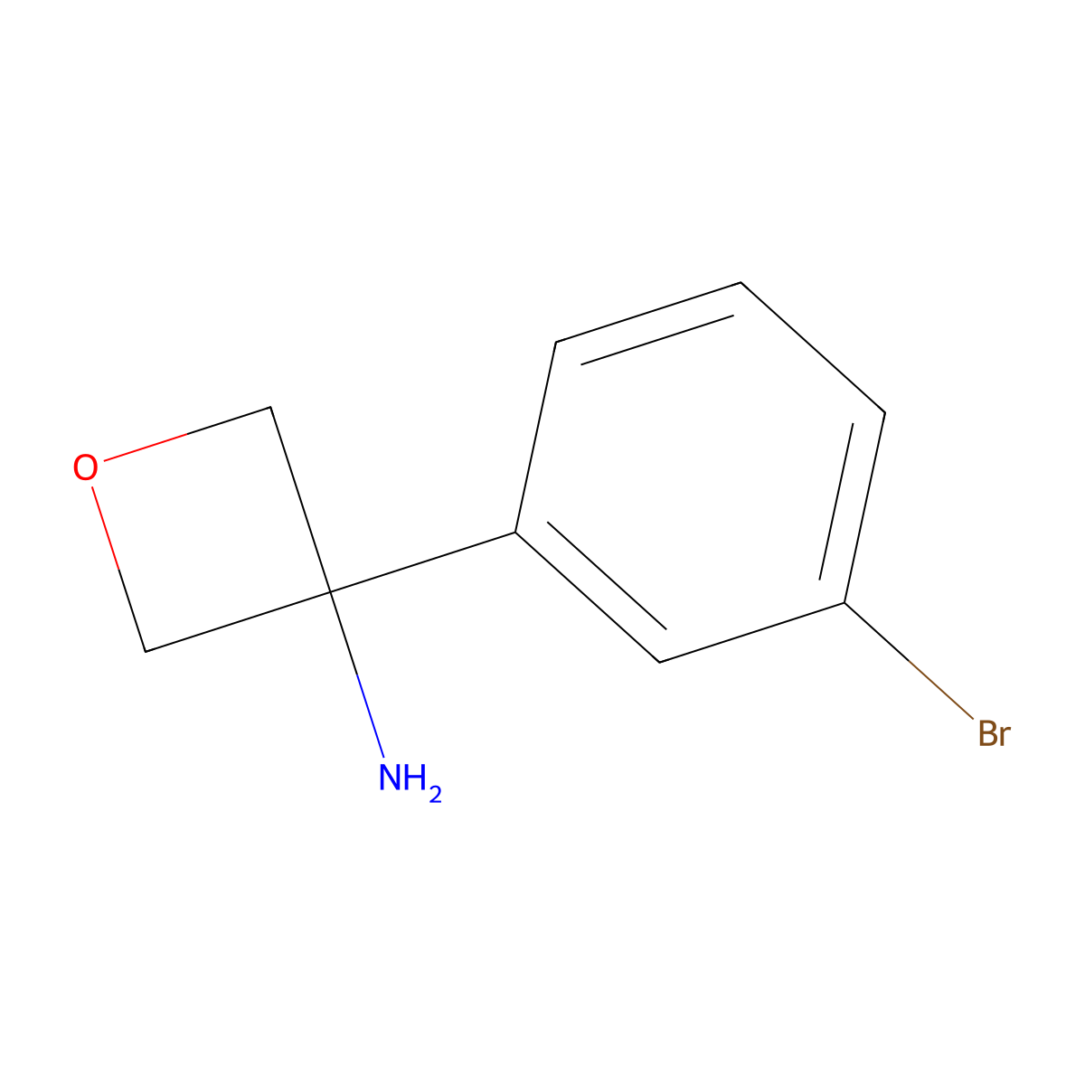 3-(3-Bromophenyl)oxetan-3-amine molecular structure, CAS 1332920-63-4