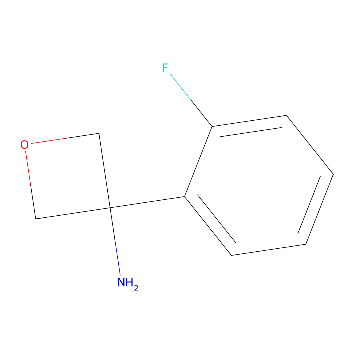 3-(2-Fluorophenyl)oxetan-3-amine molecular structure, CAS 1332921-19-3