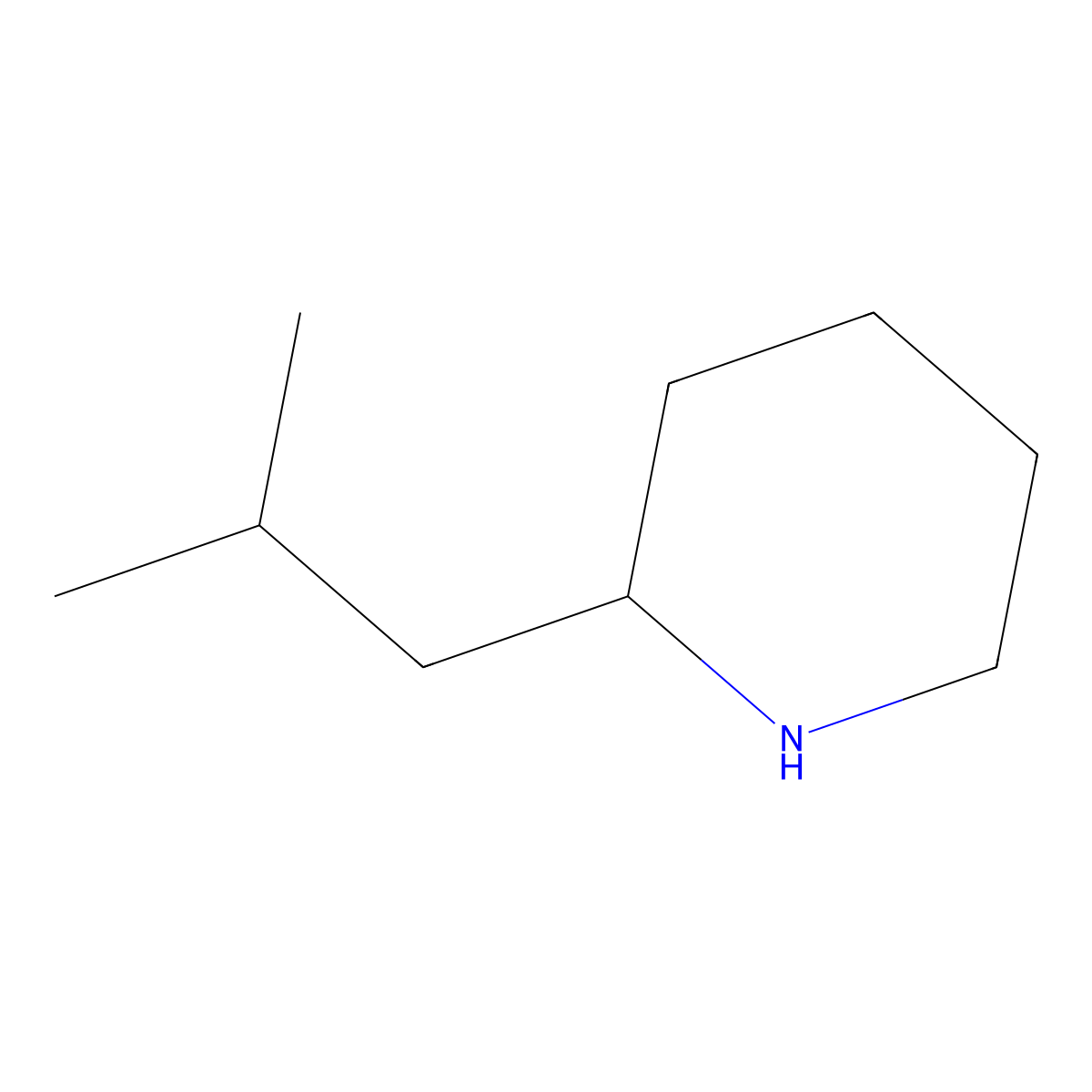 2-(2-Methylpropyl)piperidine molecular structure, CAS 133294-31-2