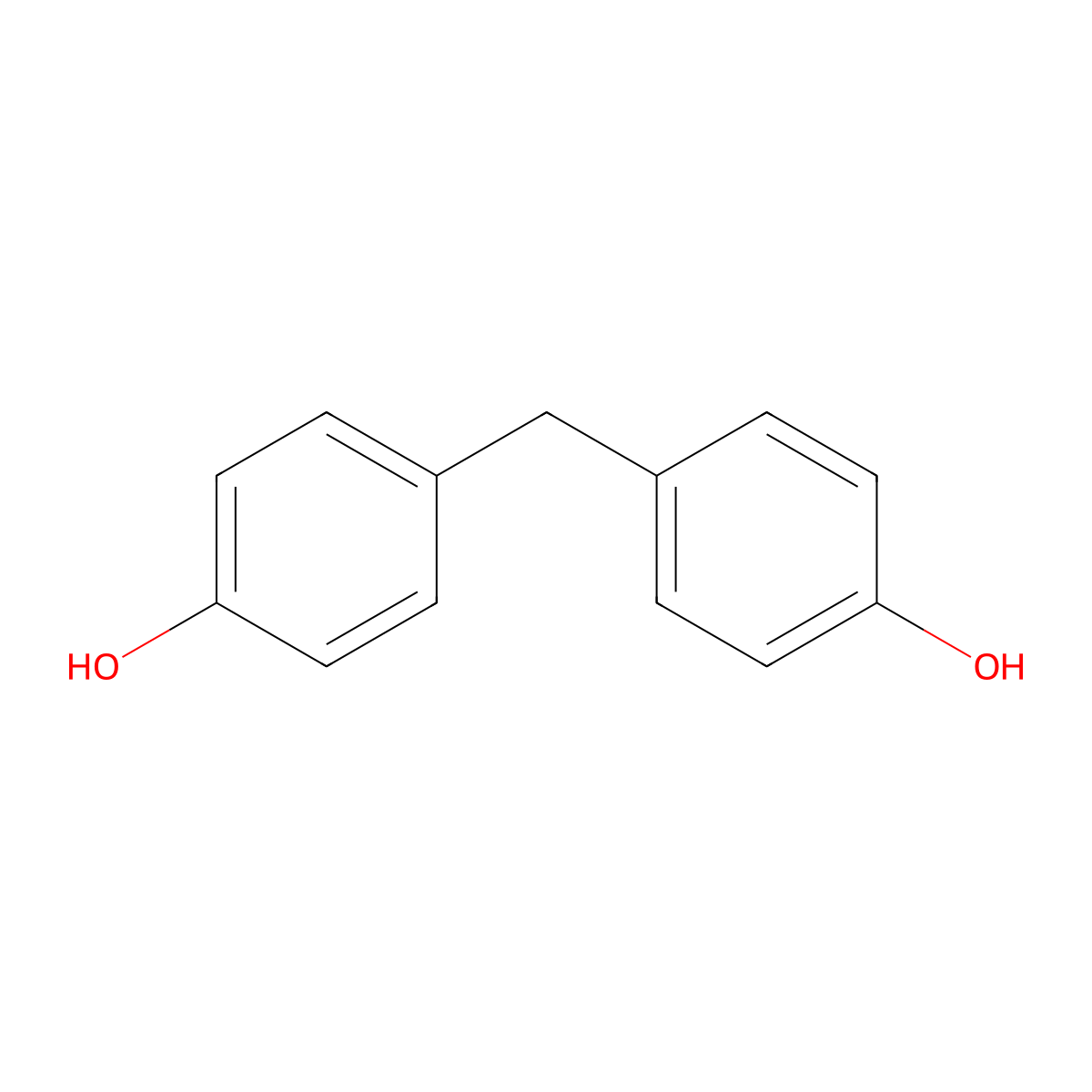 Bis(4-hydroxyphenyl)methane molecular structure, CAS 1333-16-0