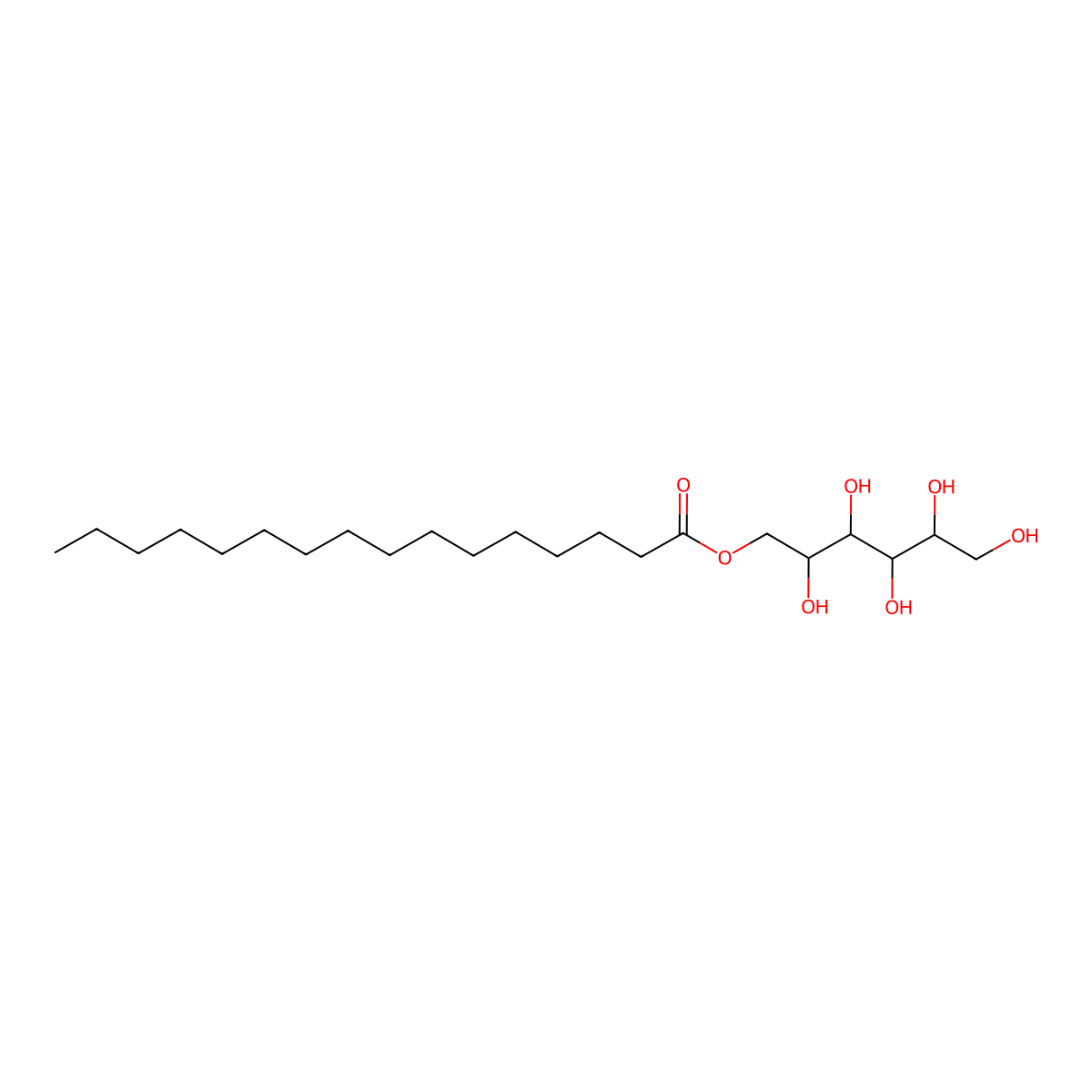 D-Glucitol monopalmitate molecular structure, CAS 1333-66-0