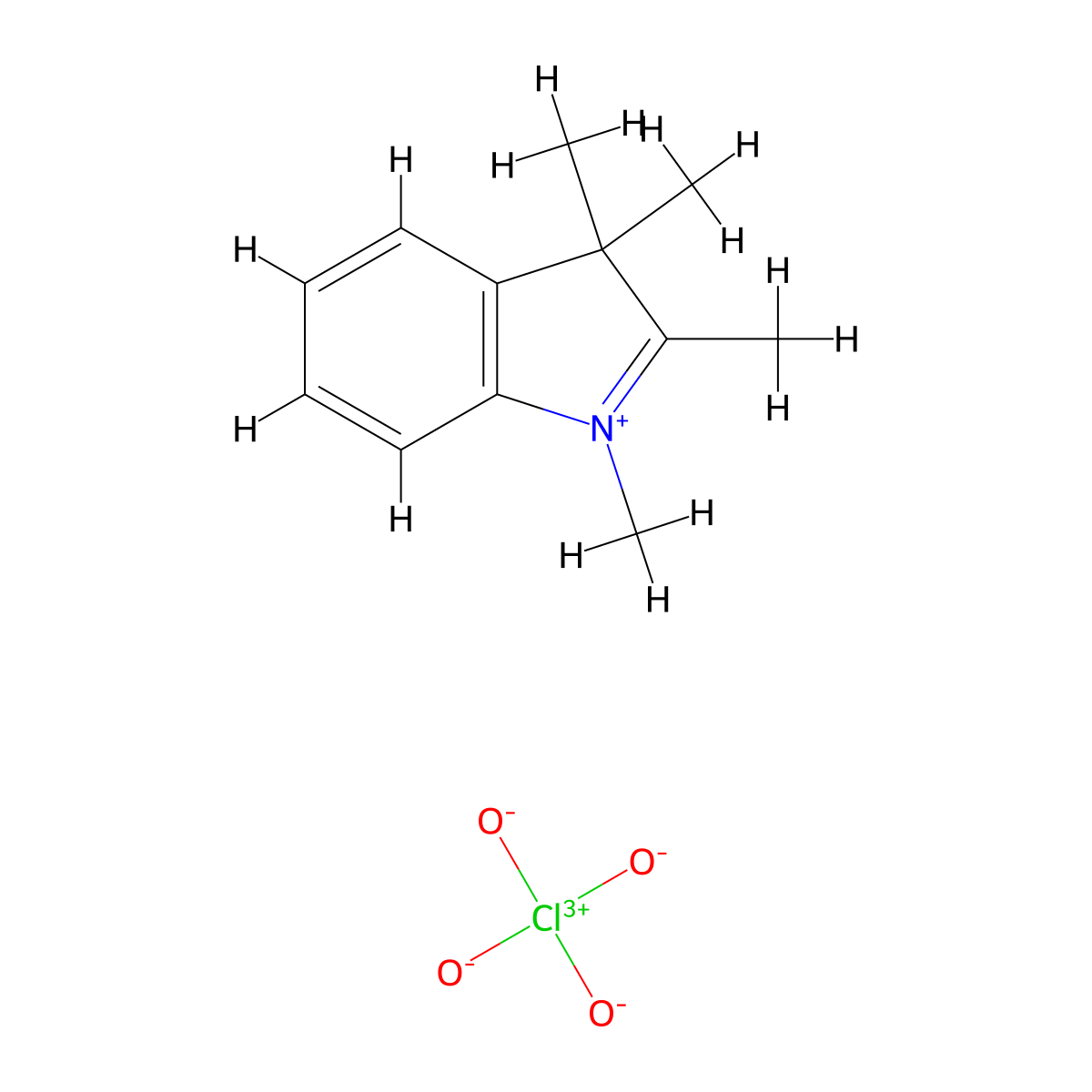 3H-Indolium, 1,2,3,3-tetramethyl-, perchlorate molecular structure, CAS 13330-41-1