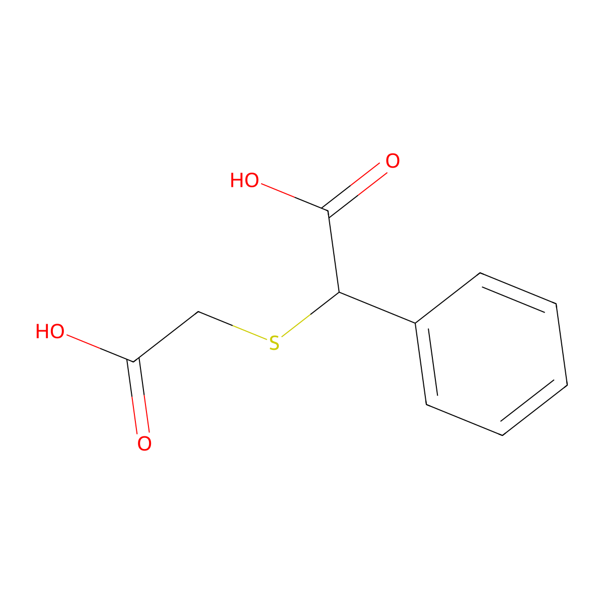 2-(Carboxymethylsulfanyl)-2-phenylacetic acid molecular structure, CAS 13330-93-3