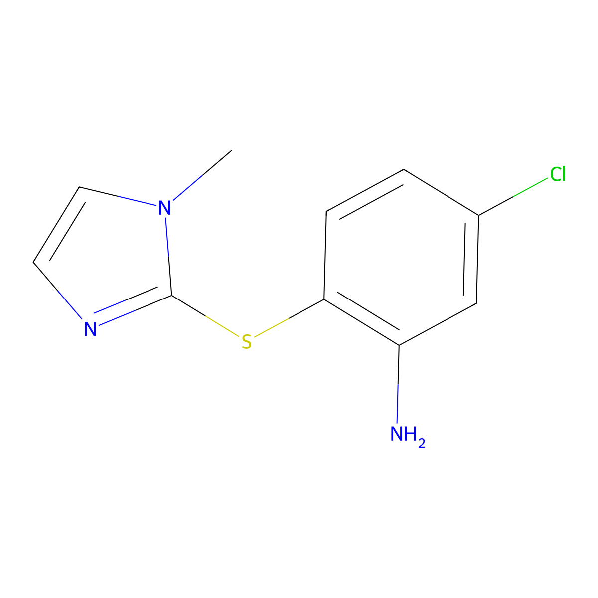 5-chloro-2-[(1-methyl-1H-imidazol-2-yl)sulfanyl]aniline molecular structure, CAS 133303-68-1