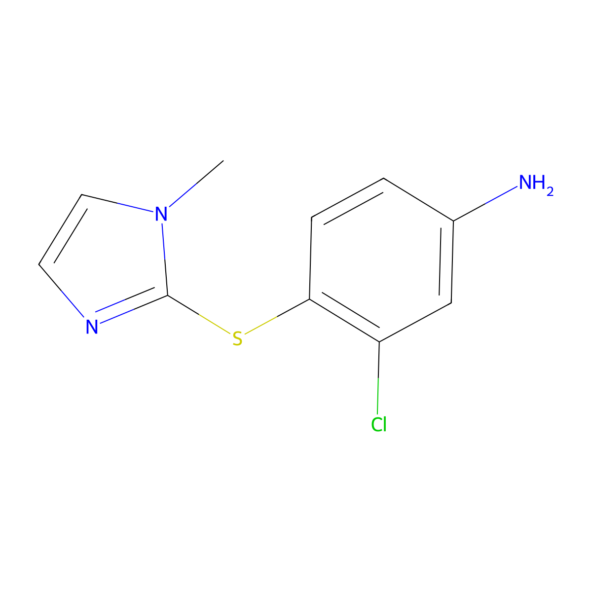 3-chloro-4-(1-methyl-1H-imidazol-2-ylsulfanyl)phenylamine molecular structure, CAS 133303-88-5