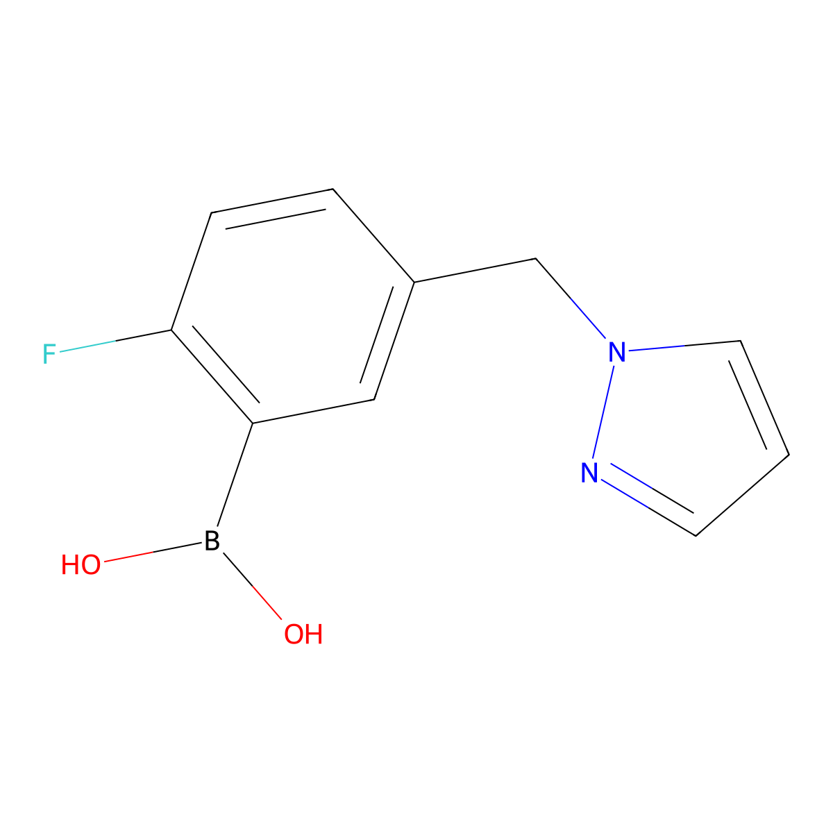 {2-fluoro-5-[(1H-pyrazol-1-yl)methyl]phenyl}boronic acid molecular structure, CAS 1333083-59-2